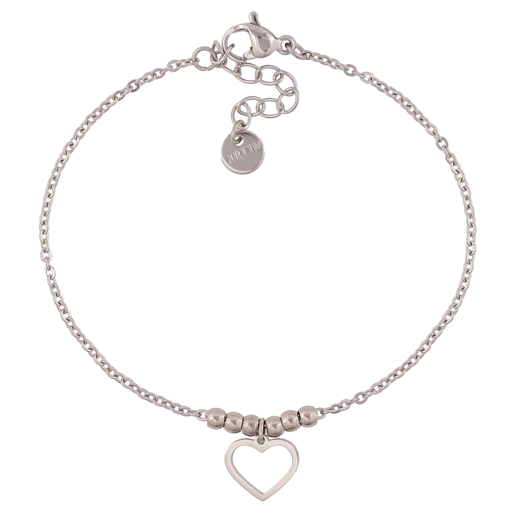 Браслет Xuping ТТМ Stainless Steel колір Родій "Ланцюжок із серцем" довжина з дод. ланцюжком 17-20см х 2мм фото №6
