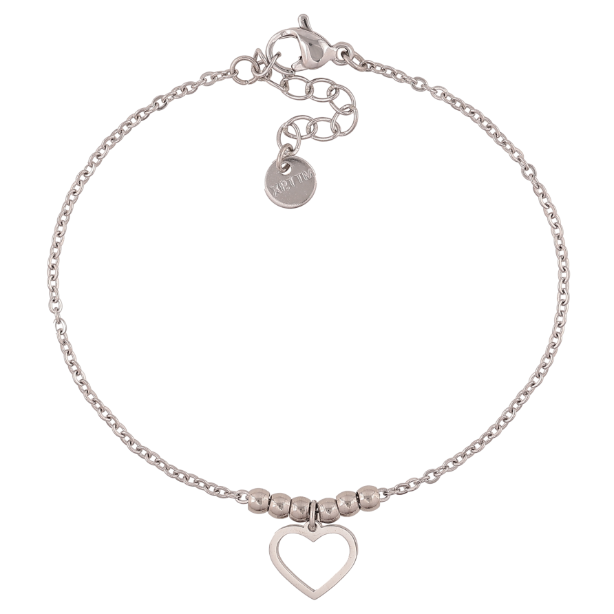 Браслет Xuping ТТМ Stainless Steel колір Родій "Ланцюжок із серцем" довжина з дод. ланцюжком 17-20см х 2мм фото №1 Браслет Xuping ТТМ Stainless Steel колір Родій "Ланцюжок із серцем" довжина з дод. ланцюжком 17-20см х 2мм фото №1