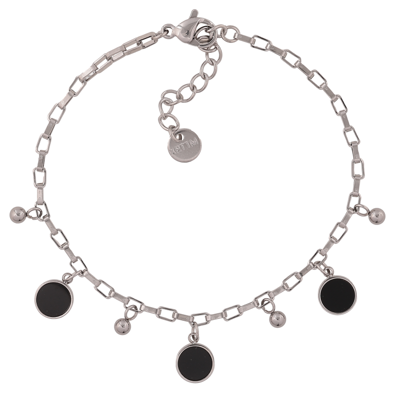 Браслет Xuping ТТМ Stainless Steel колір Родій "Ланцюжок з підвісками" довжина з дод. ланцюжком 17-20см х 2мм фото №2 Браслет Xuping ТТМ Stainless Steel колір Родій "Ланцюжок з підвісками" довжина з дод. ланцюжком 17-20см х 2мм фото №2