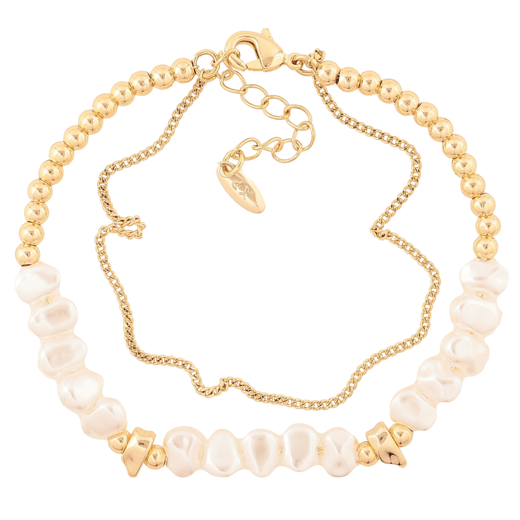 Браслет Xuping цвет Позолота 14K "Цепочка с нитью жемчуга и золотистых бусин" размер с доп. цепочкой 16-19.5см х 1-6мм фото №10 Браслет Xuping цвет Позолота 14K "Цепочка с нитью жемчуга и золотистых бусин" размер с доп. цепочкой 16-19.5см х 1-6мм фото №10
