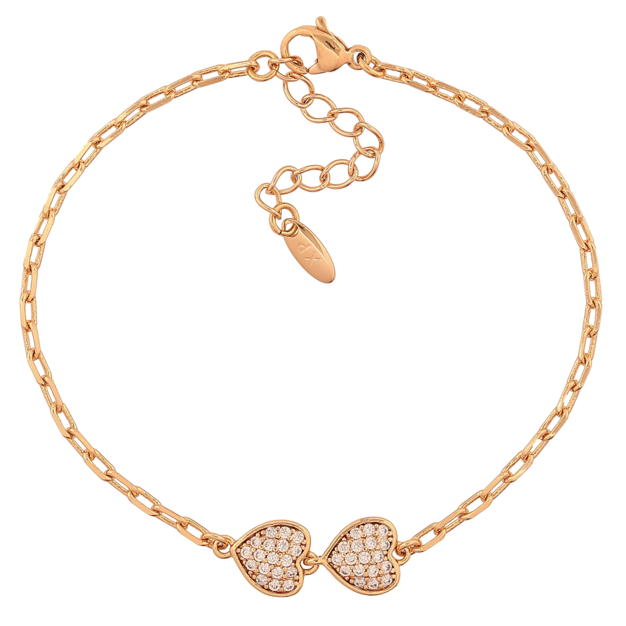 Браслет Xuping цвет Позолота 18K "Цепочка с сердечками" размер с доп. цепочкой 17-20.5см х 2-8мм фото №1