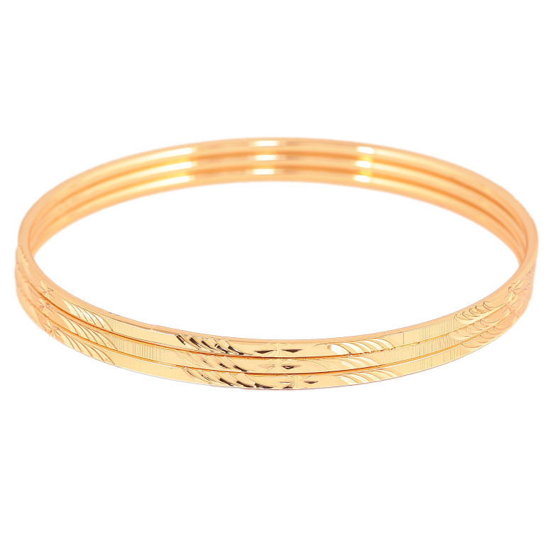 Браслет Xuping цвет Позолота 18K "Классика с узором" ø 6см, шир. 2мм (3шт) фото №4