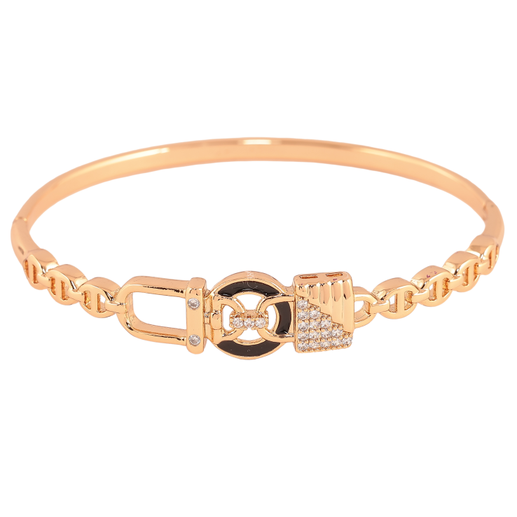 Браслет Xuping цвет Позолота 18K "Узор с кристаллами и черной эмалью" ø 5.7см фото №4