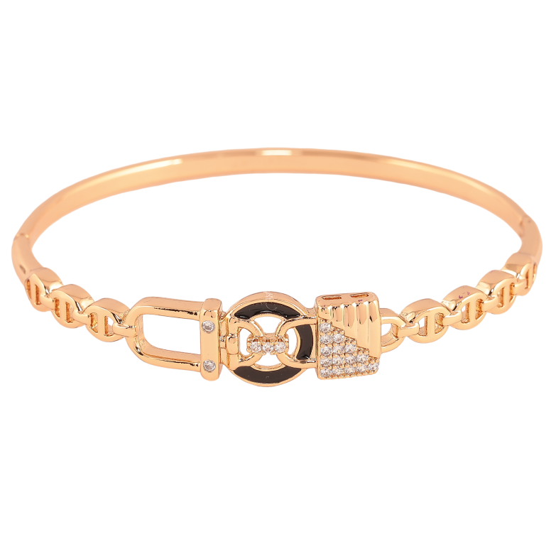 Браслет Xuping цвет Позолота 18K "Узор с кристаллами и черной эмалью" ø 5.7см фото №1 Браслет Xuping цвет Позолота 18K "Узор с кристаллами и черной эмалью" ø 5.7см фото №1