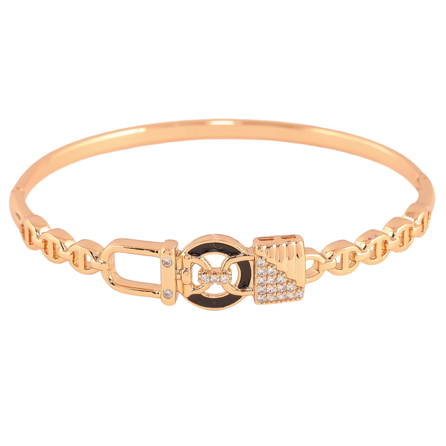 Браслет Xuping колір Позолота 18K "Візерунок з кристалами і чорною емаллю" ø 5.7см фото №1 Браслет Xuping колір Позолота 18K "Візерунок з кристалами і чорною емаллю" ø 5.7см фото №1