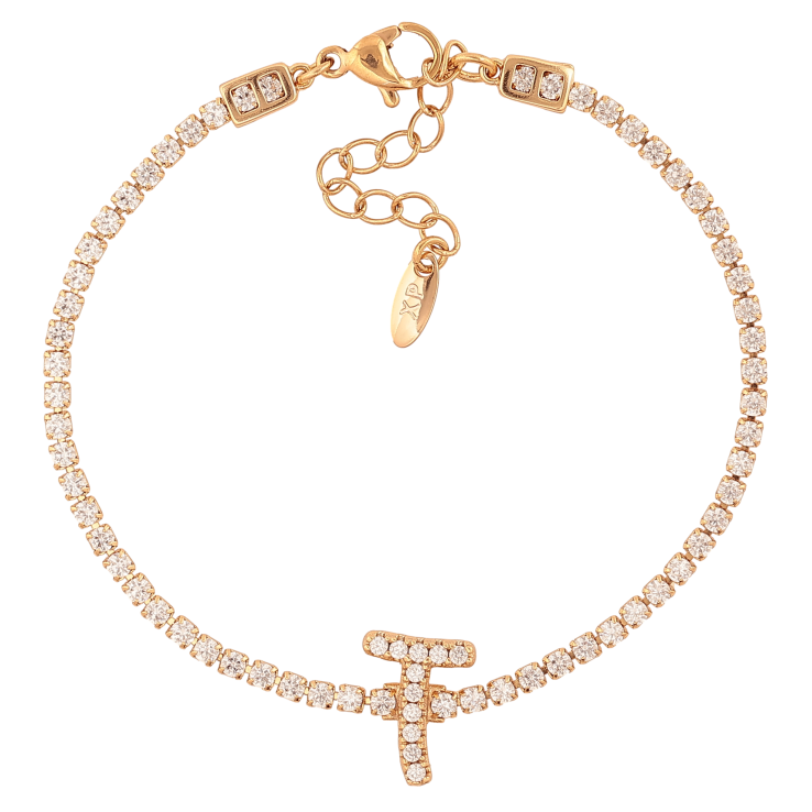 Браслет Xuping цвет Позолота 18K "Кристальная дорожка с буквой T" размер с доп. цепочкой 17-20.5см х 2-13мм фото №6 Браслет Xuping цвет Позолота 18K "Кристальная дорожка с буквой T" размер с доп. цепочкой 17-20.5см х 2-13мм фото №6