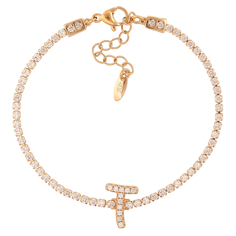 Браслет Xuping цвет Позолота 18K "Кристальная дорожка с буквой T" размер с доп. цепочкой 17-20.5см х 2-13мм фото №1 Браслет Xuping цвет Позолота 18K "Кристальная дорожка с буквой T" размер с доп. цепочкой 17-20.5см х 2-13мм фото №1