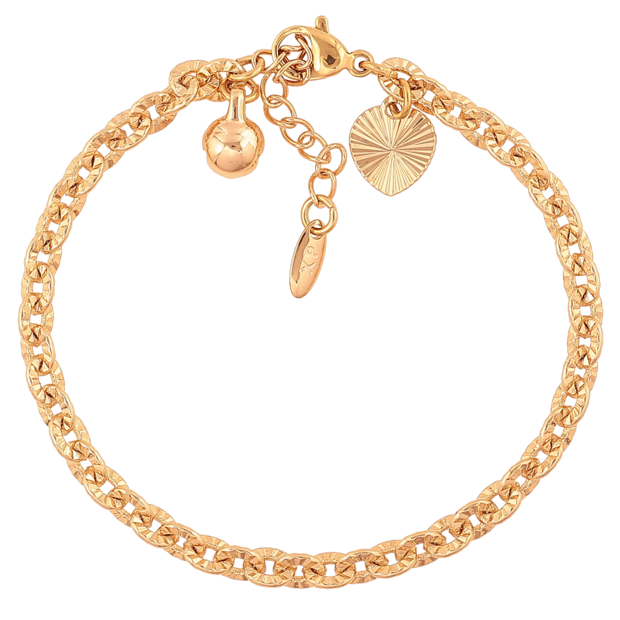 Браслет Xuping цвет Позолота 18K "Цепочка Якорная с узором" размер с доп. цепочкой 16.5-19.5см х 4.5мм фото №1