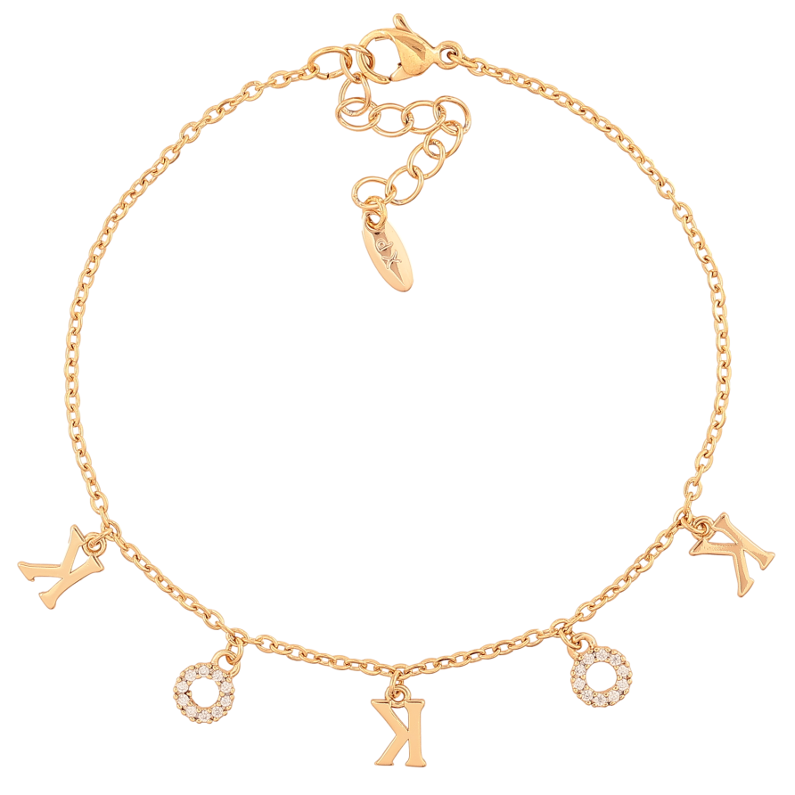 Браслет Xuping цвет Позолота 18K "Цепочка с подвесками" размер с доп. цепочкой 17.5-20.5см х 3-8мм фото №1