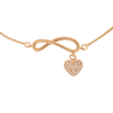 Браслет Xuping цвет Позолота 18K "Цепочка с вставкой бесконечность и подвеской сердечко" размер с доп. цепочкой 18-21см х 1-6мм фото №2