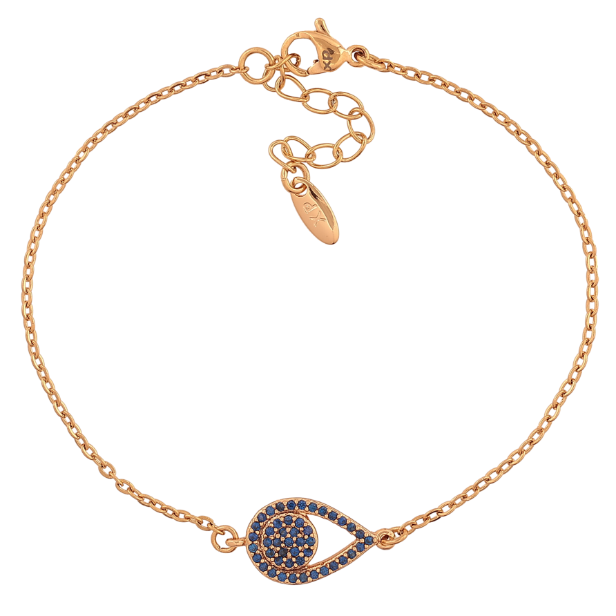 Браслет Xuping цвет Позолота 18K "Цепочка с вставкой капелька с синими кристаллами" размер с доп. цепочкой 17.5-20.5см х 1.5-9мм фото №1