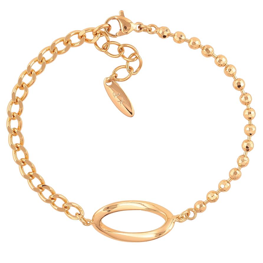 Браслет Xuping цвет Позолота 18K "Комбинированная цепочка с овальной вставкой" размер с доп. цепочкой 18-20см х 3-11мм фото №1