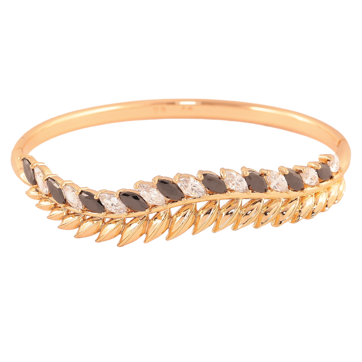 Браслет Xuping цвет Позолота 18K "Узор с черно-белыми кристаллами" ø 6см фото №10 Браслет Xuping цвет Позолота 18K "Узор с черно-белыми кристаллами" ø 6см фото №10