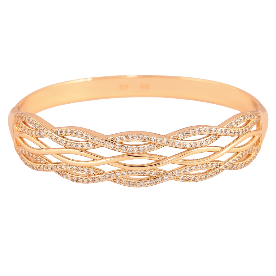 Браслет Xuping цвет Позолота 18K "Узор с кристаллами" ø 6см фото №1 Браслет Xuping цвет Позолота 18K "Узор с кристаллами" ø 6см фото №1