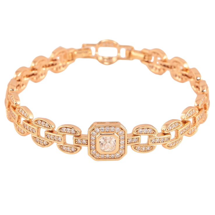 Браслет Xuping цвет Позолота 18K "Узор с кристаллами" размер с доп. замком 17.5,19.5см х 3-11мм фото №3 Браслет Xuping цвет Позолота 18K "Узор с кристаллами" размер с доп. замком 17.5,19.5см х 3-11мм фото №3