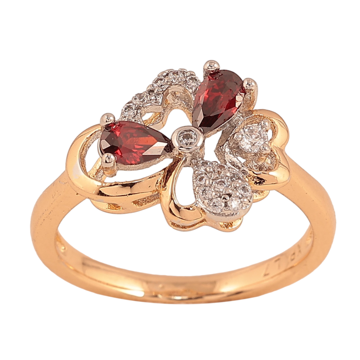 Кольцо Xuping цвет Позолота 18K + Родий "Цветок с красными кристаллом" фото №4 Кольцо Xuping цвет Позолота 18K + Родий "Цветок с красными кристаллом" фото №4