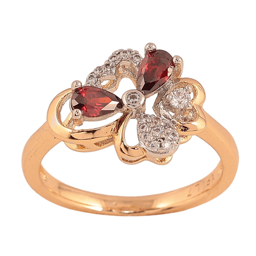 Кольцо Xuping цвет Позолота 18K + Родий "Цветок с красными кристаллом" фото №1 Кольцо Xuping цвет Позолота 18K + Родий "Цветок с красными кристаллом" фото №1