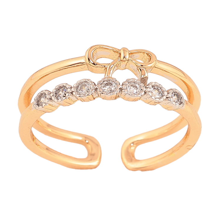 Кольцо Xuping цвет Позолота 18K + Родий "Дорожка кристаллов с бантом" фото №8 Кольцо Xuping цвет Позолота 18K + Родий "Дорожка кристаллов с бантом" фото №8