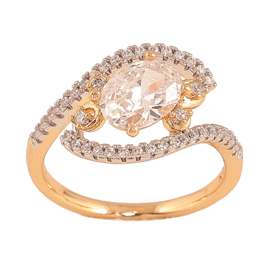 Кольцо Xuping цвет Позолота 18K+Родий "Узор с кристаллами" фото №1 Кольцо Xuping цвет Позолота 18K+Родий "Узор с кристаллами" фото №1