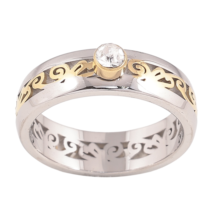 Кольцо Xuping TTM Stainless Steel цвет 14К+Родий "Вензельный узор с кристаллом" шир. 6мм фото №23
