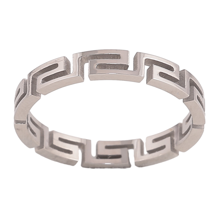 Кольцо Xuping TTM Stainless Steel цвет Родий "Меандровая линия" шир. 3мм фото №2 Кольцо Xuping TTM Stainless Steel цвет Родий "Меандровая линия" шир. 3мм фото №2