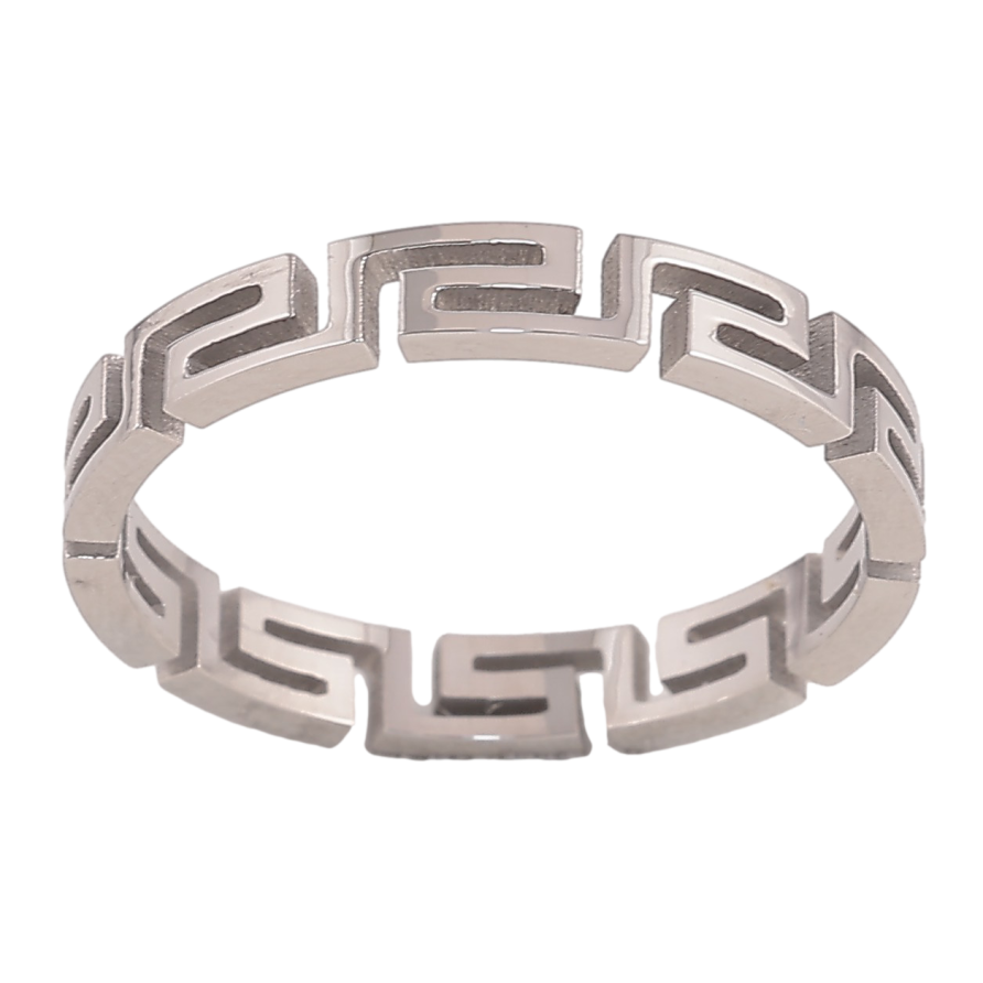 Кольцо Xuping TTM Stainless Steel цвет Родий "Меандровая линия" шир. 3мм фото №1 Кольцо Xuping TTM Stainless Steel цвет Родий "Меандровая линия" шир. 3мм фото №1