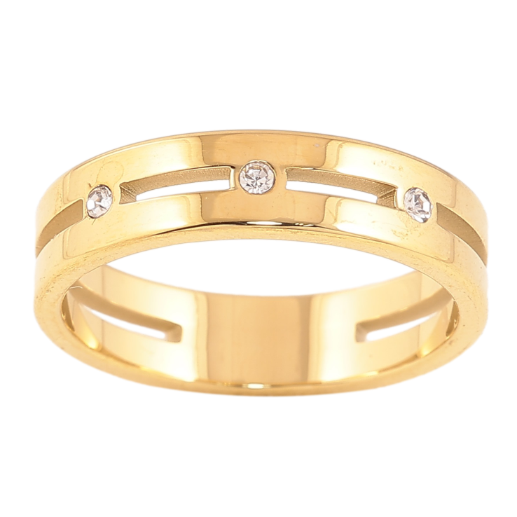 Каблучка Xuping TTM Stainless Steel колір 14К "Візерунок з кристалами" шир. 5мм" фото №17