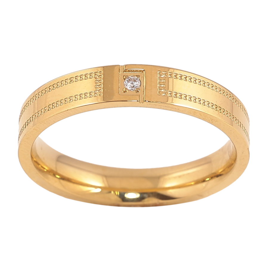 Каблучка Xuping TTM Stainless Steel колір 14К "Візерунок з кристалом" шир. 4мм фото №1 Каблучка Xuping TTM Stainless Steel колір 14К "Візерунок з кристалом" шир. 4мм фото №1