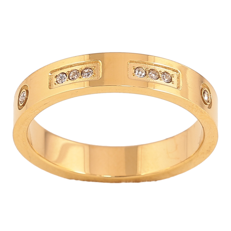 Каблучка Xuping TTM Stainless Steel колір 14К "Візерунок з кристалами" шир. 4мм фото №3 Каблучка Xuping TTM Stainless Steel колір 14К "Візерунок з кристалами" шир. 4мм фото №3