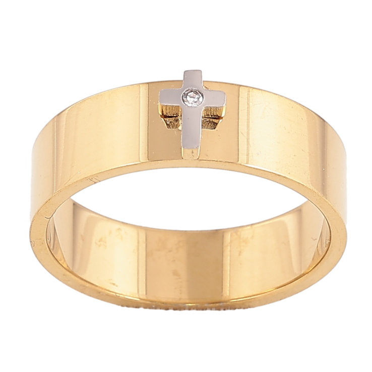 Кольцо Xuping TTM Stainless Steel цвет 14К+Родий "Крестик" шир. 6мм фото №21