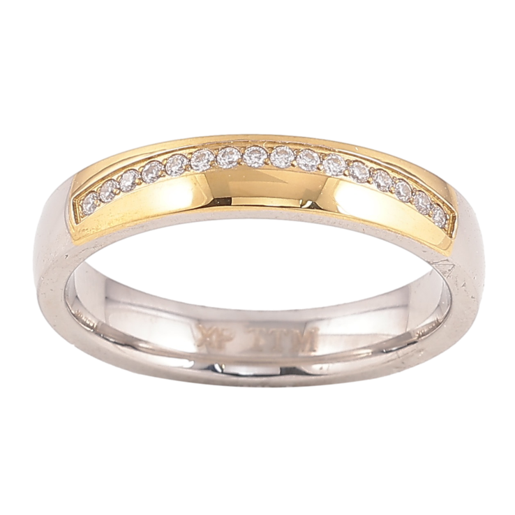 Кольцо Xuping TTM Stainless Steel цвет 14К+Родий "Узор с кристаллами" шир. 4мм фото №16