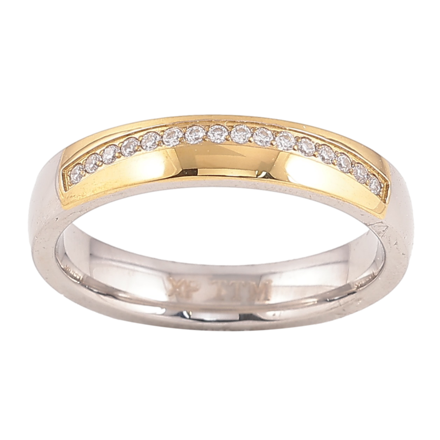 Кольцо Xuping TTM Stainless Steel цвет 14К+Родий "Узор с кристаллами" шир. 4мм фото №1 Кольцо Xuping TTM Stainless Steel цвет 14К+Родий "Узор с кристаллами" шир. 4мм фото №1