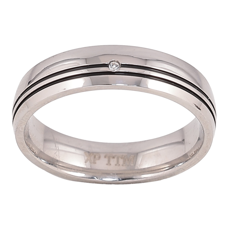 Каблучка Xuping TTM Stainless Steel колір Родій "Візерунок чорні смуги" шир. 5мм фото №3