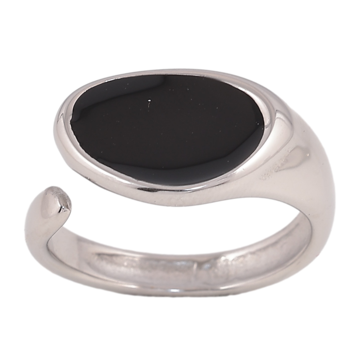 Каблучка Xuping TTM Stainless Steel колір Родій "Візерунок чорною емаллю" фото №21 Каблучка Xuping TTM Stainless Steel колір Родій "Візерунок чорною емаллю" фото №21