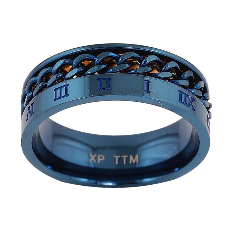 Кольцо Xuping TTM Stainless Steel цвет blue узор цепочка шир. 7мм фото №8 Кольцо Xuping TTM Stainless Steel цвет blue узор цепочка шир. 7мм фото №8