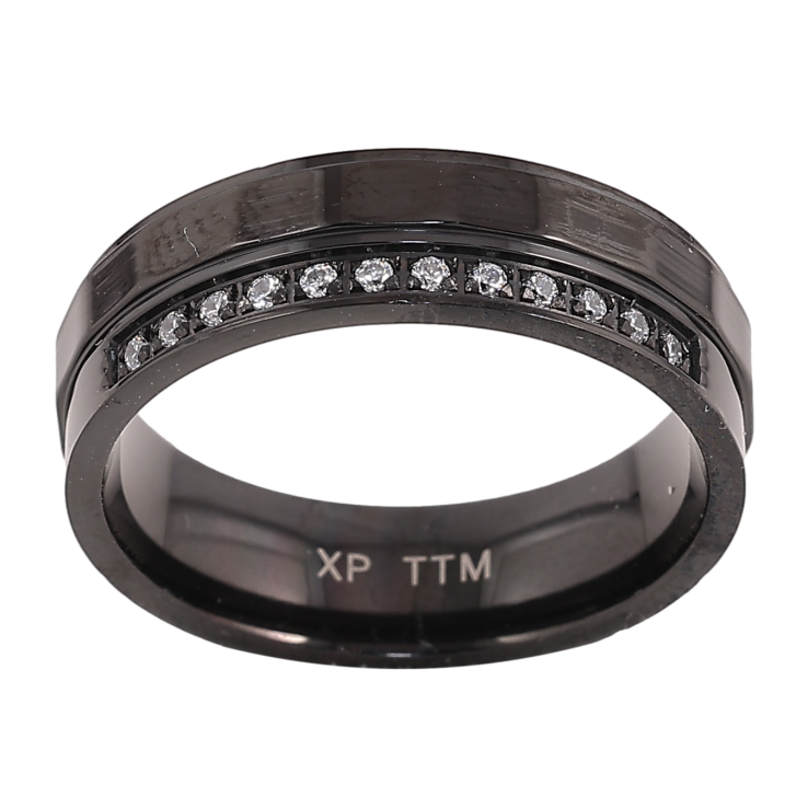Кольцо Xuping TTM Stainless Steel цвет black "Узор с кристаллами" шир. 6мм фото №5 Кольцо Xuping TTM Stainless Steel цвет black "Узор с кристаллами" шир. 6мм фото №5