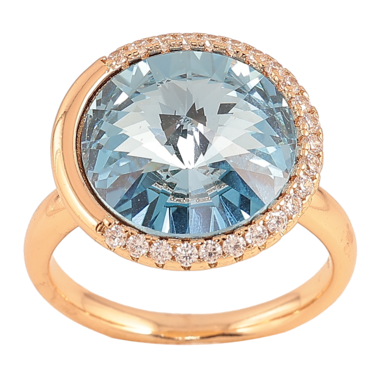 Каблучка Xuping колір Позолота 18K з кр-ми Swarovski "Кристал Aquamarine" ø 17мм фото №20