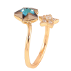 Кольцо Xuping цвет Позолота 18K с кр-ми Swarovski "Две звезды с кристаллом Metallic Blue" фото №3