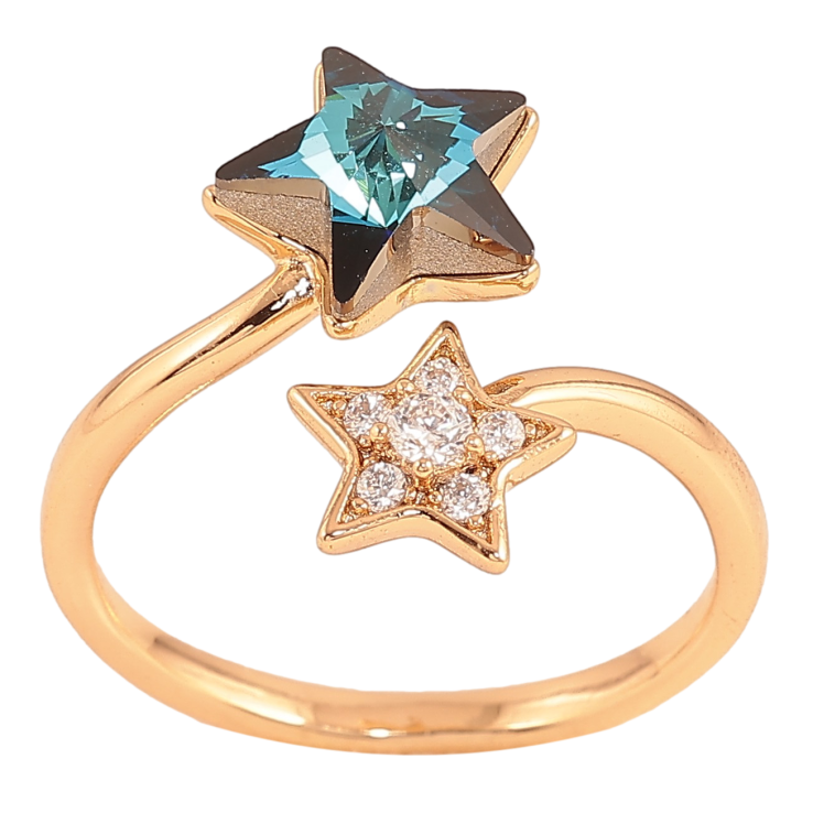 Каблучка Xuping колір Позолота 18K з кр-ми Swarovski "Дві зірки з кристалом Metallic Blue" фото №14 Каблучка Xuping колір Позолота 18K з кр-ми Swarovski "Дві зірки з кристалом Metallic Blue" фото №14