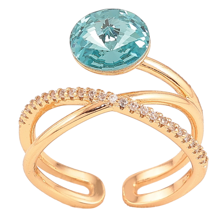 Кольцо Xuping цвет Позолота 18K с кр-ми Swarovski "Кристалл Light Turquoisel" фото №1 Кольцо Xuping цвет Позолота 18K с кр-ми Swarovski "Кристалл Light Turquoisel" фото №1
