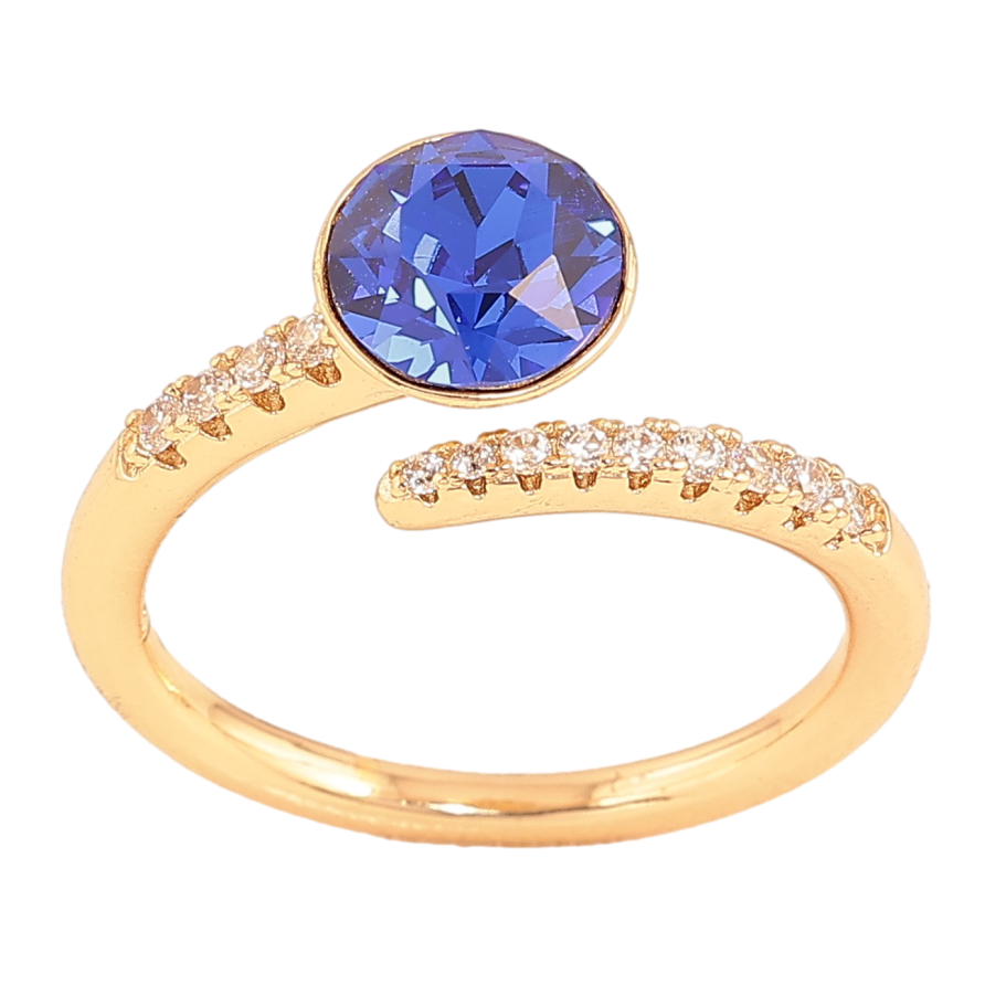 Каблучка Xuping колір Позолота 18K з кр-ми Swarovski "Кристал Capri Blue" фото №1 Каблучка Xuping колір Позолота 18K з кр-ми Swarovski "Кристал Capri Blue" фото №1