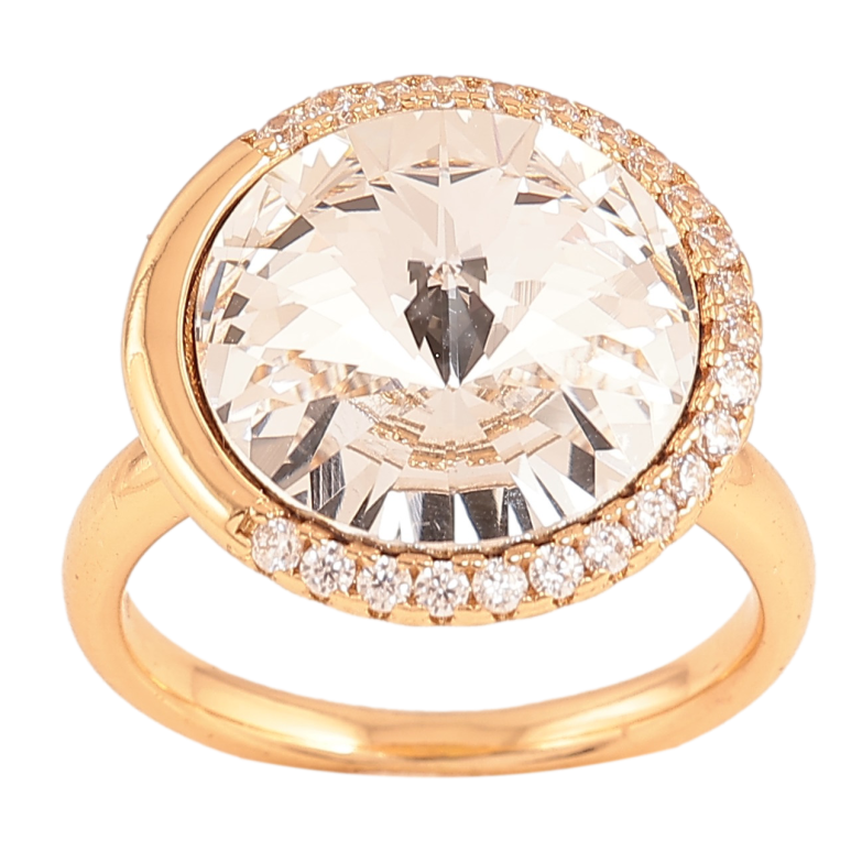 Каблучка Xuping колір Позолота 18K з кр-ми Swarovski "Кристал Clear" ø 17мм фото №2