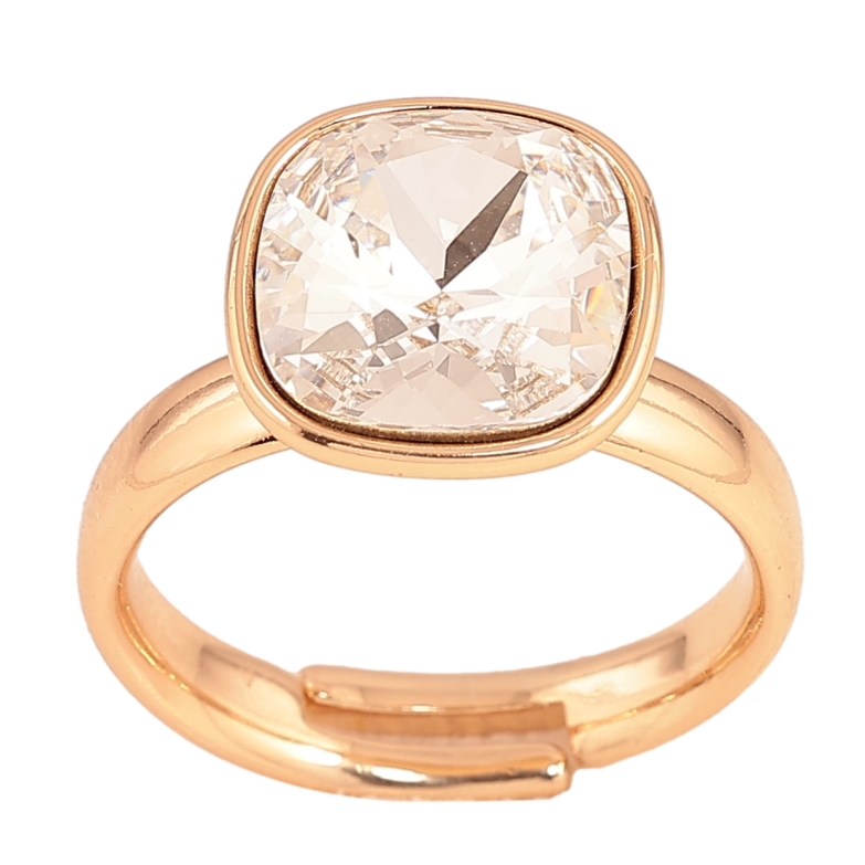 Каблучка Xuping колір Позолота 18K з кр-ми Swarovski "Кристал Clear" 12х12мм фото №2 Каблучка Xuping колір Позолота 18K з кр-ми Swarovski "Кристал Clear" 12х12мм фото №2