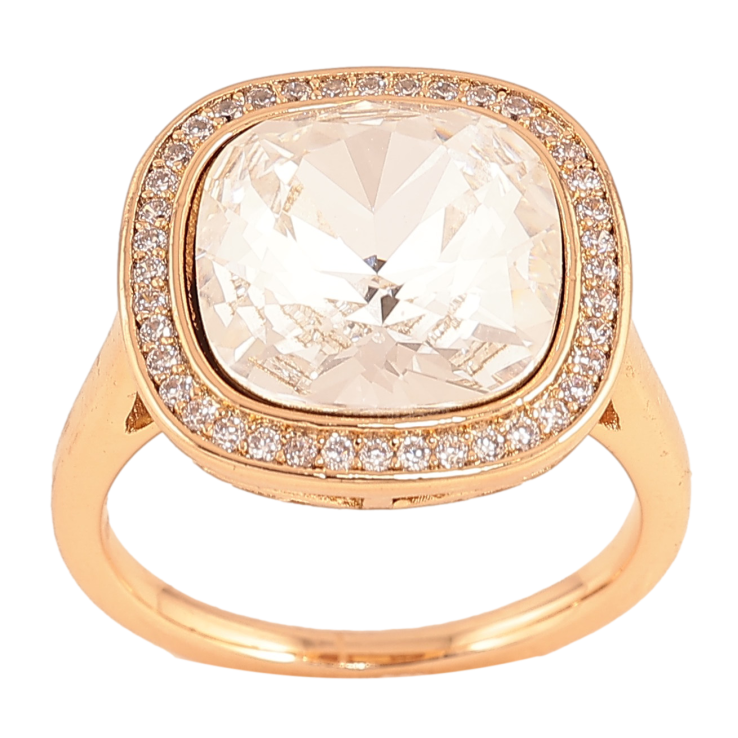 Каблучка Xuping колір Позолота 18K з кр-ми Swarovski "Кристал Clear" 17х17мм фото №24
