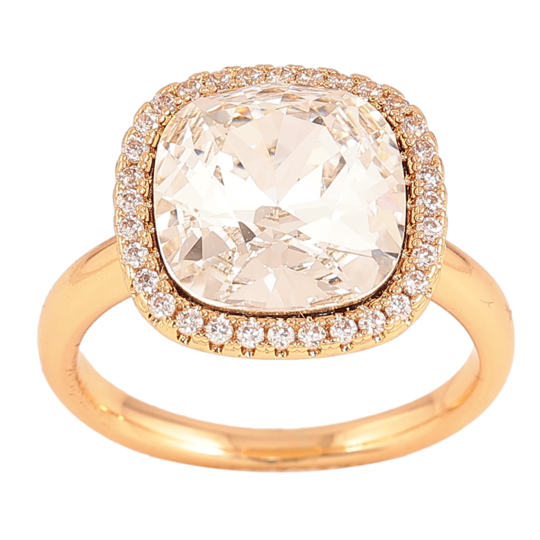 Каблучка Xuping колір Позолота 18K з кр-ми Swarovski "Кристал Clear в обрамленні кристалів" 15х15мм фото №15