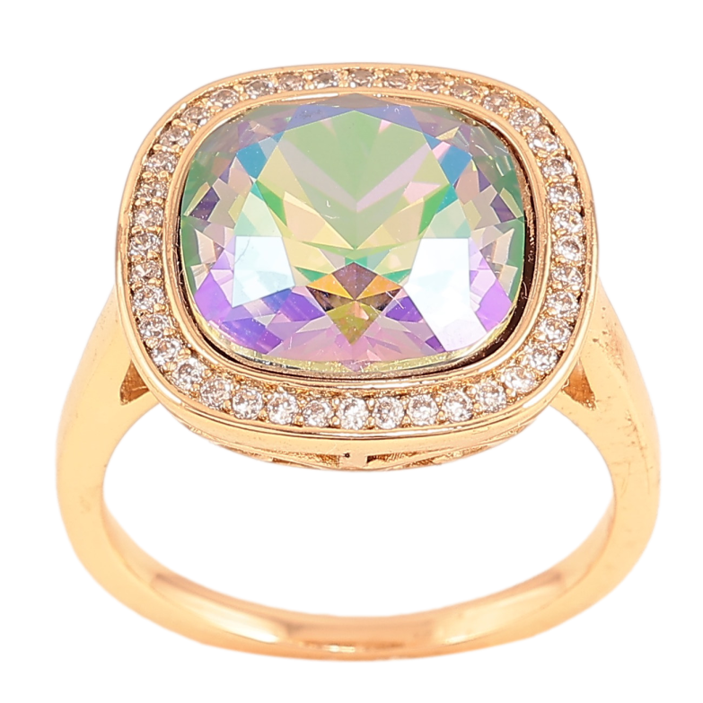 Каблучка Xuping колір Позолота 18K з кр-ми Swarovski "Кристал Erinite Shimmer" 16х16мм фото №19