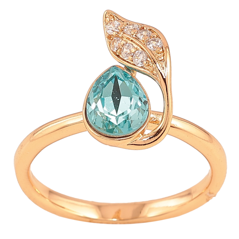 Каблучка Xuping колір Позолота 18K з кр-ми Swarovski "Кристал Light Turquoise з листочком" фото №19 Каблучка Xuping колір Позолота 18K з кр-ми Swarovski "Кристал Light Turquoise з листочком" фото №19