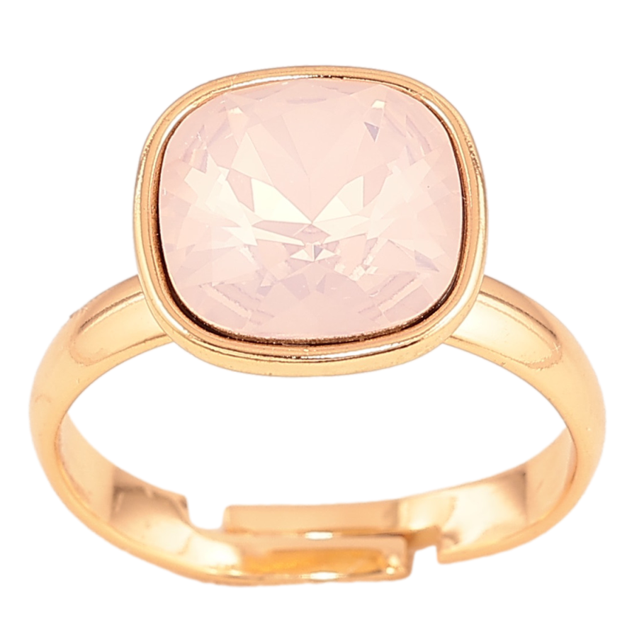 Каблучка Xuping колір 18K з кр-ми Swarovski Кристал Pink Opal 12х12мм фото №1
