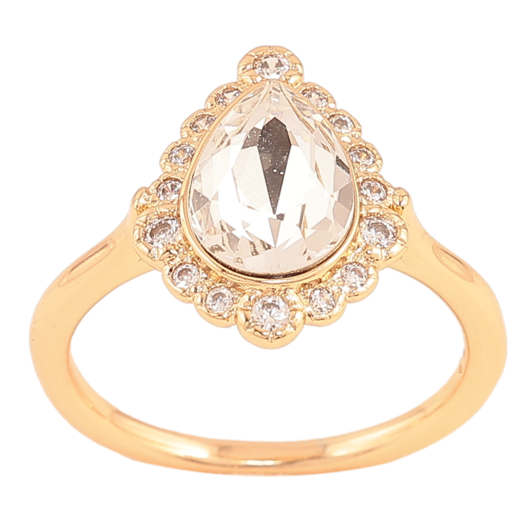 Каблучка Xuping колір Позолота 18K з кр-ми Swarovski "Кристальна крапелька Clear у декоративній оправі" фото №11 Каблучка Xuping колір Позолота 18K з кр-ми Swarovski "Кристальна крапелька Clear у декоративній оправі" фото №11