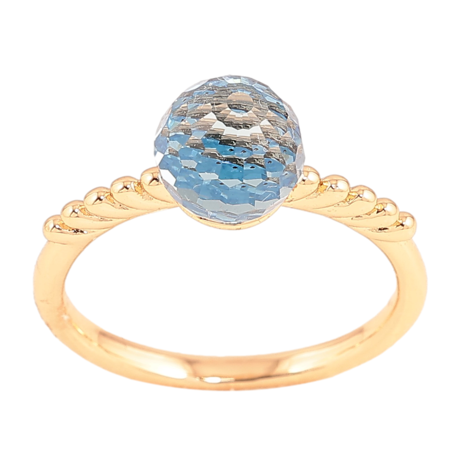 Кольцо Xuping цвет Позолота 18K с кр-ми Swarovski "Кристальный шар Aquamarine" ø 8мм фото №1